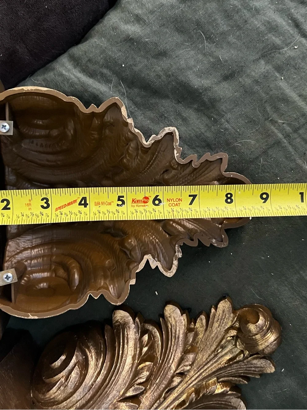 Two Gold Decorative Wall Corbel Shelves